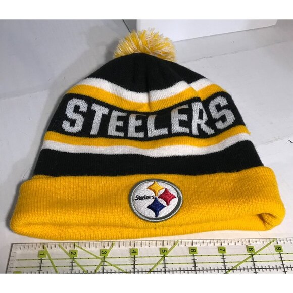 Pittsburgh Steelers Hat NFL Knit Pom Beanie Toque OSFA Black & Yellow Football - Picture 7 of 7